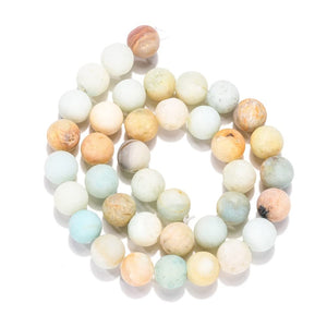 Strand of Natural Frosted Amazonite Grade A Plain Round Beads 10mm