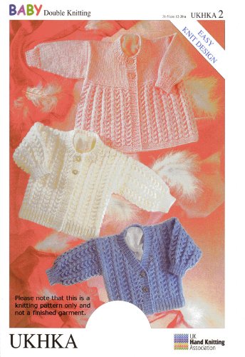 UKHKA 2 Baby Double Knitting DK Pattern For Easy Knit Beginner Babies Cardigans 12''- 20'' Chest