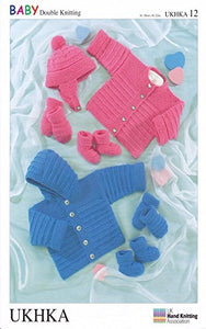 Baby Double Knitting Pattern - UKHKA 12 Cardigan & Accessories by UK Hand Knitting Association