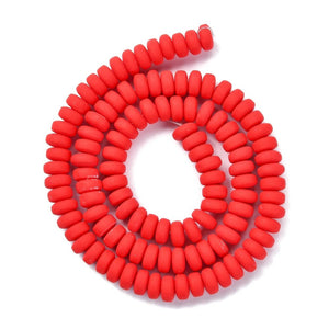 Handmade Polymer Clay Flat Round Beads 6mm x 3mm Red