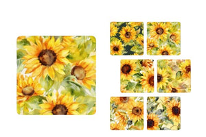 Set of 6 Sunflower Square MDF Coaster - Set-16
