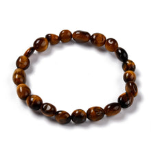Load image into Gallery viewer, Natural Tiger Eye Tumbled Stone Nugget Stretch Bracelet One Size