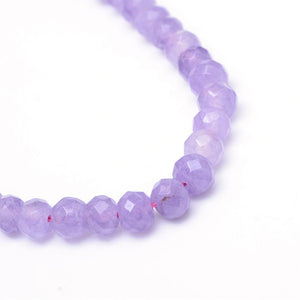 Strand of Faceted Rondelle Dyed Natural White Jade Bead Strands - Lilac