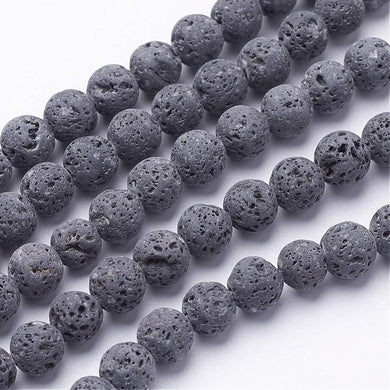 Natural Grey Lava Beads Loose Beads Round 6mm