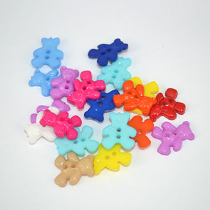Pack of 20 Acrylic Little Bear 2 Hole Mixed Colour Buttons