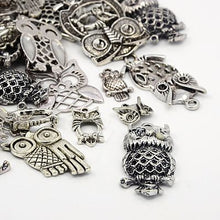 Load image into Gallery viewer, 30g x Tibetan Mixed Antique Silver Beads Charms Pendants - Antique Silver Colour OWLS