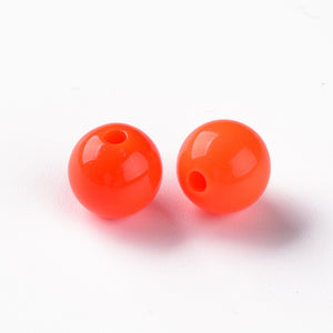 Pack of 70 Opaque Acrylic 10mm Round Large Hole Beads - Orange