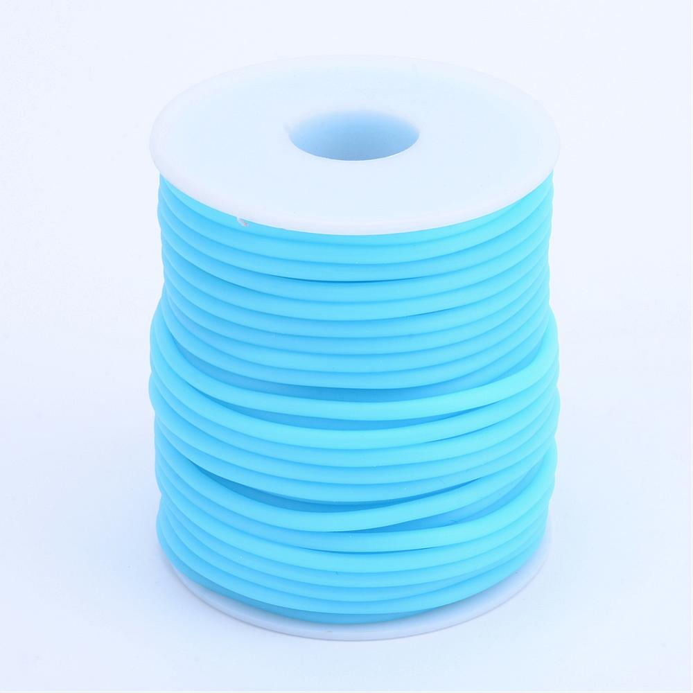 Rubber Hollow Tube Cord Sky Blue 5M Continuous Length 2mm Thick