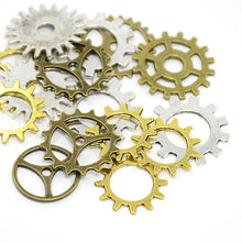 Load image into Gallery viewer, Pack 30 Grams Mixed Colour Steampunk Gear Cog Shapes &amp; Sizes Charms (COG)