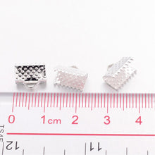 Load image into Gallery viewer, Pack Of 50+ Silver Plated Iron 7 x 10mm Ribbon Ends/Clamps