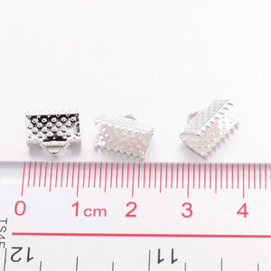 Pack Of 50+ Silver Plated Iron 7 x 10mm Ribbon Ends/Clamps