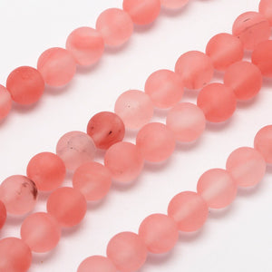 Strand of 45+ Frosted Cherry Quartz 8mm