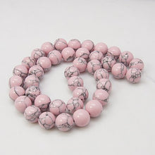 Load image into Gallery viewer, Synthetic Turquoise Beads Dyed Pink Plain Round 8mm Strand of 45+