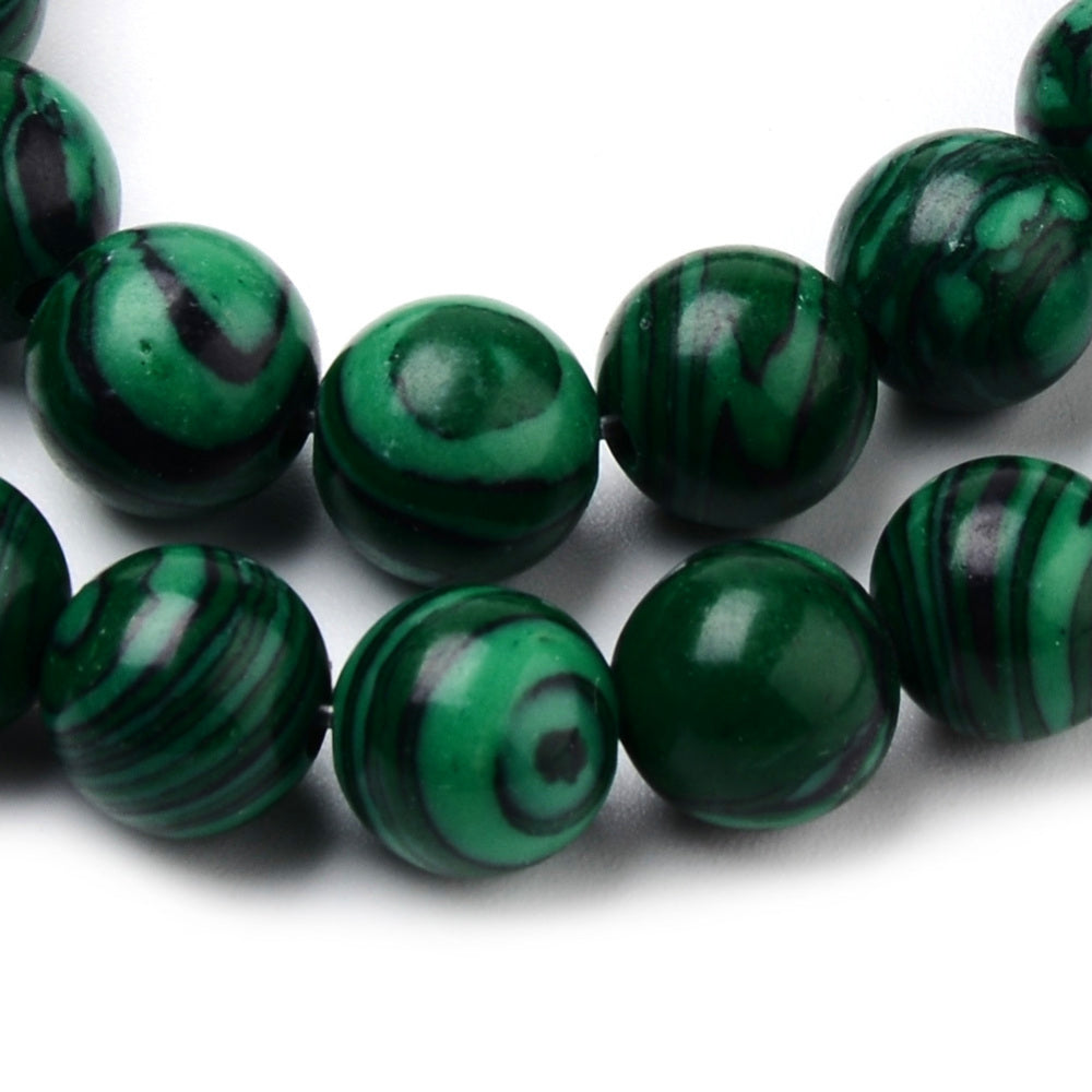 Synthetic Malachite Beads Plain Round 8mm Strand of 40+