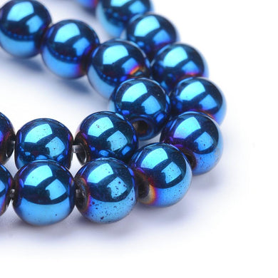 Blue Hematite (Non Magnetic) Beads Plain Round 8mm Strand of 45+