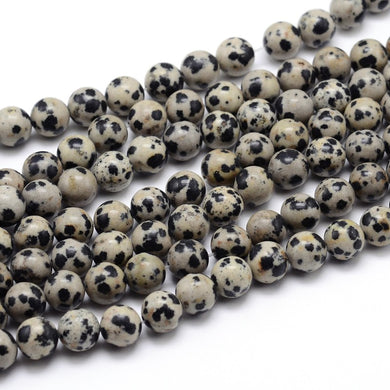 Strand of Natural Dalmation Jasper 8mm Plain Round Beads