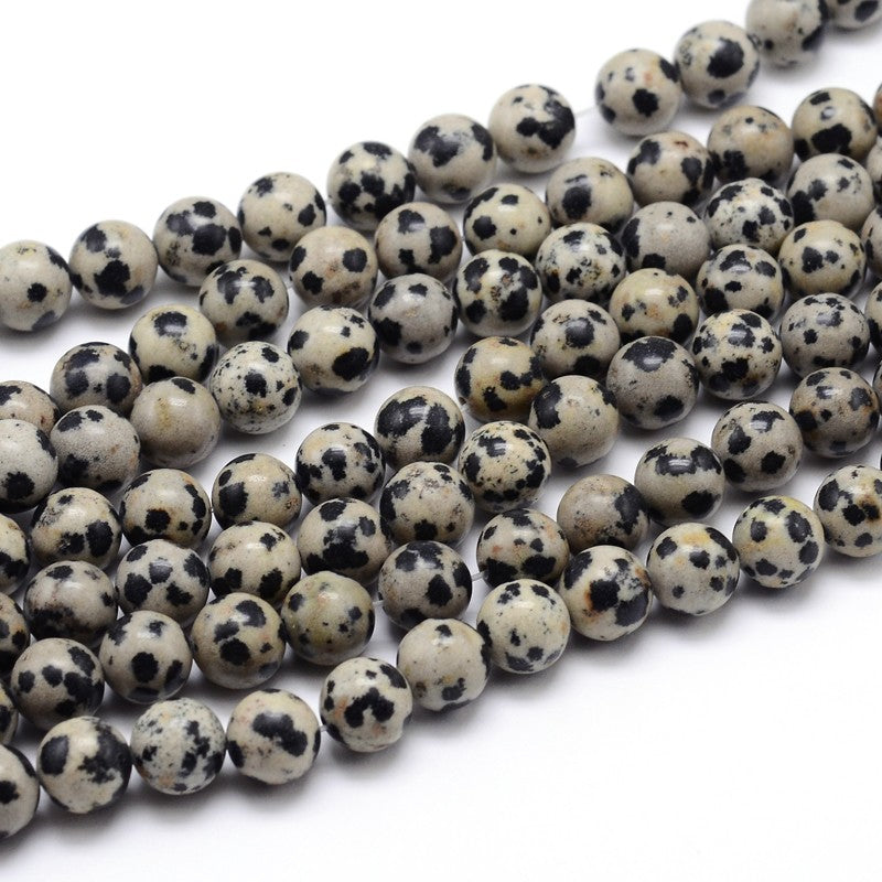 Strand of Natural Dalmation Jasper 6mm Plain Round Beads