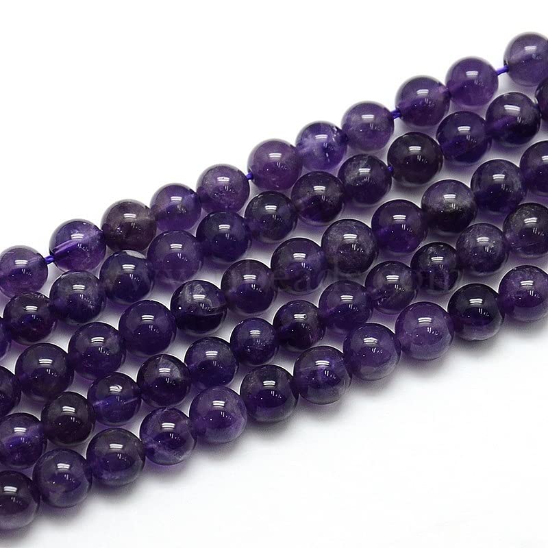 Strand of 58+ Natural Amethyst 6mm Loose Beads Round