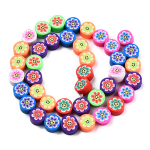 Handmade Polymer Clay Flower Mixed Colour Beads