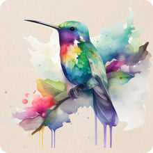 Load image into Gallery viewer, Set of 6 Rainbow Hummingbirds Square MDF Coaster - Set-07