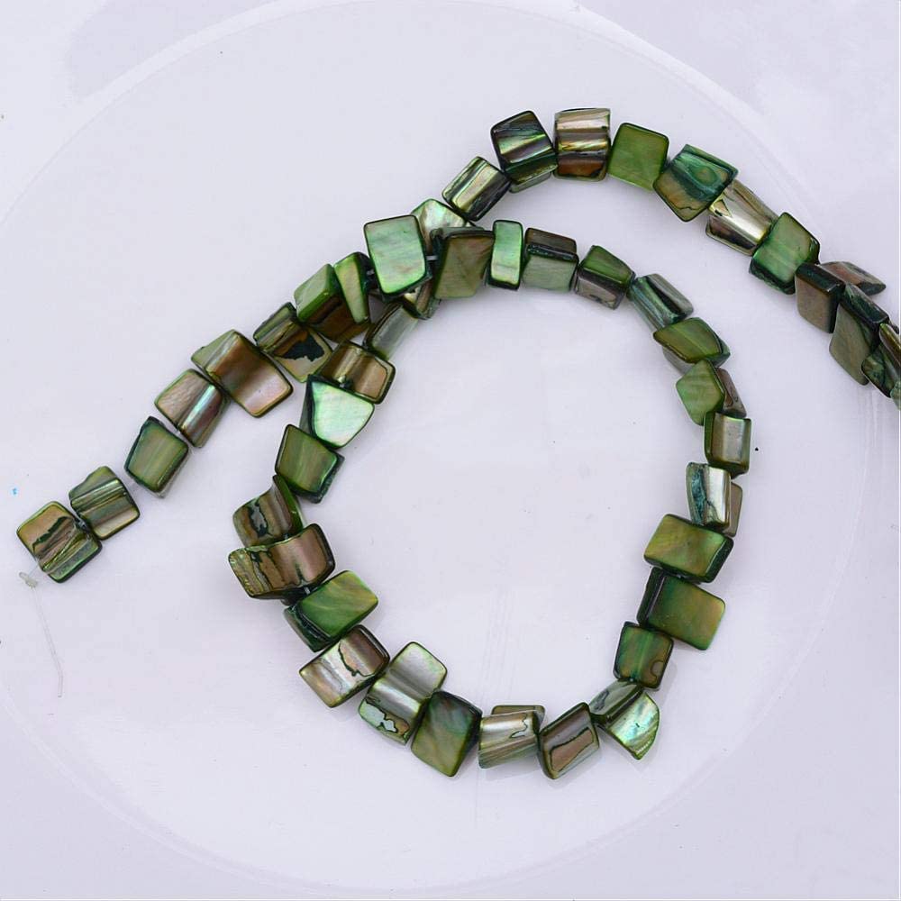 Strand of Shell Beads, Dyed Green , 8 x 8mm