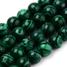 Load image into Gallery viewer, Synthetic Malachite Beads Plain Round 8mm Strand of 40+
