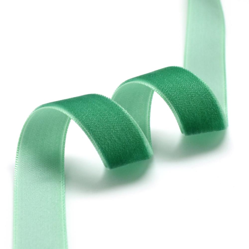 5 Meters Single Faced Velvet Ribbon 9.5mm - Medium Sea Green