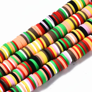 Handmade Polymer Clay Heishi Beads 8mm x 1mm  Mixed