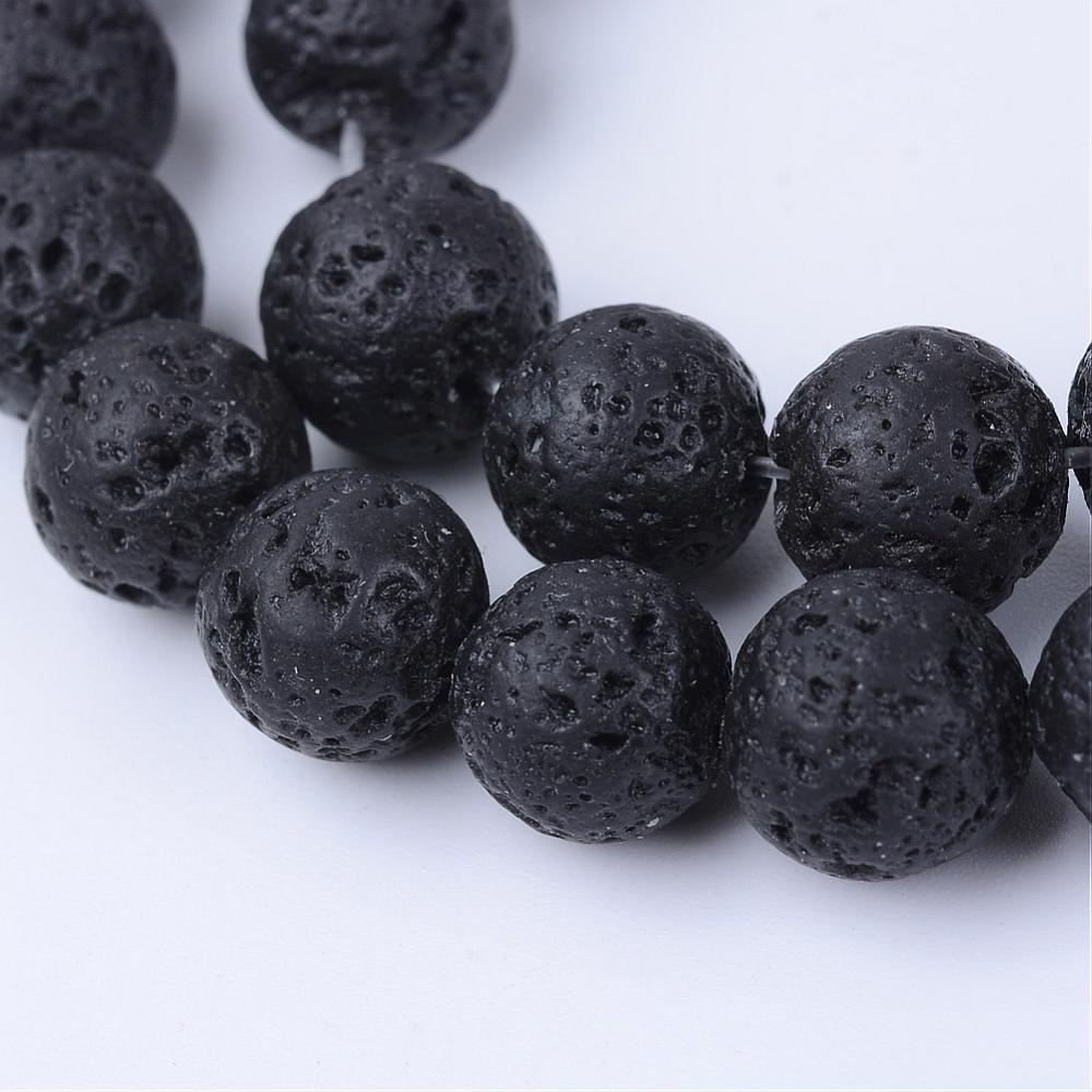 Natural Black Lava Beads Loose Beads Round 10mm