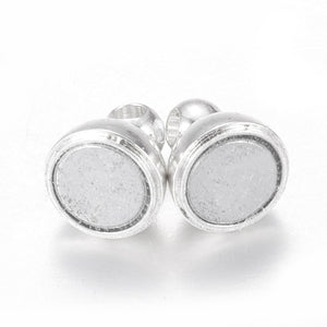 Pack of 5 Brass Magnetic Clasps Silver, Round, 11 x 5mm