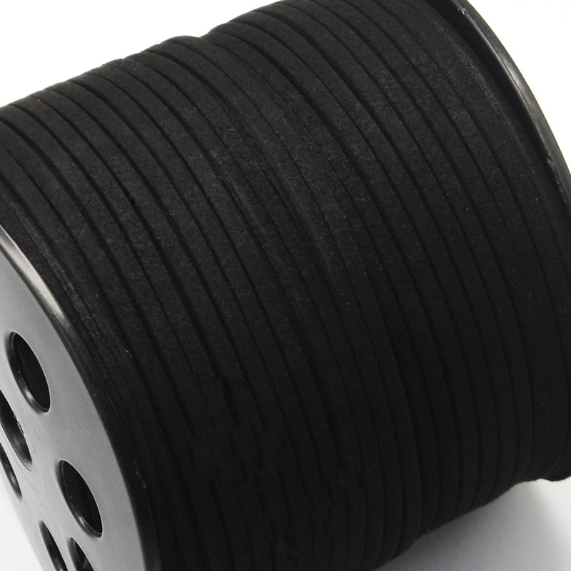 Wholesale Deal Roll of Black Faux Suede approx 90 Metre x 3mm Thong Cord