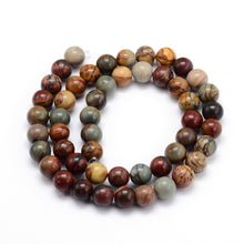 Load image into Gallery viewer, Strand of Natural Picasso Jasper 8mm Plain Round Beads
