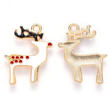 Load image into Gallery viewer, Pack of 4 Alloy Enamel Reindeer Charms 23 x 18mm