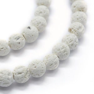 Natural White Lava Beads Loose Beads Round 6mm