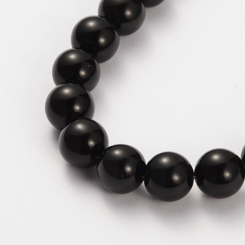 8mm Round Gemstone Black Obsidian Beads Strand 15