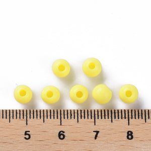 Pack of 200 Opaque Acrylic 6mm Round Large Hole Beads - Yellow