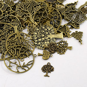 30g x Tibetan Silver Mixed Beads Charms Pendants - Antique Bronze TREES