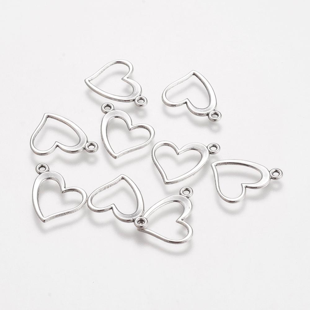 Tibetan Style Antique Silver 15mm Heart Charms Pack of 30
