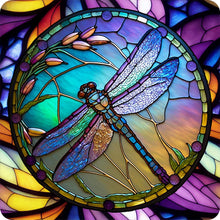 Load image into Gallery viewer, Set of 6 Stained Glass Effect Dragonfly Square MDF Coaster - Set-03