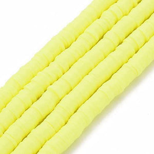 Handmade Polymer Clay Heishi Beads 6mm x 1mm  Yellow