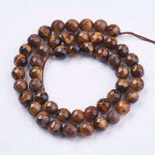 Load image into Gallery viewer, Faceted Tiger Eye Beads Plain Round 6mm Strand of 60+