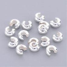 Load image into Gallery viewer, Packet Of 100+ Nickel-Free Silver Plated Brass Crimp Covers 4mm