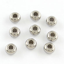 Load image into Gallery viewer, Packet 20 x Silver 201 Stainless Steel 3 x 5mm Rondelle Spacer Beads