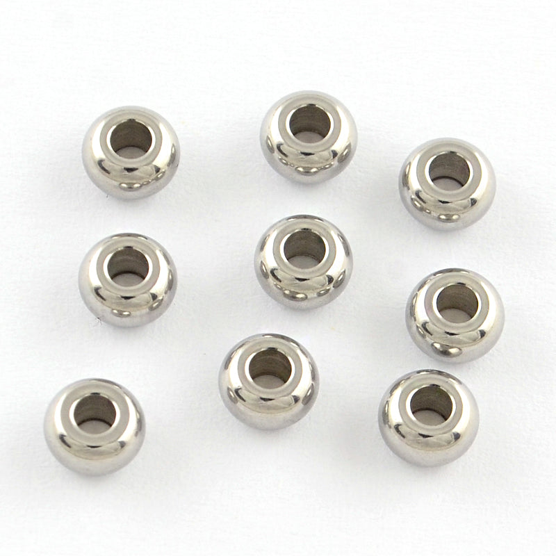 Packet 20 x Silver 201 Stainless Steel 3 x 5mm Rondelle Spacer Beads