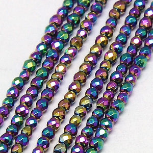 Grade A Rainbow Hematite (Non Magnetic) 4mm Faceted Beads