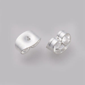 304 Stainless Steel 6 x 4mm Silver Plated Ear Nuts Pack of 100