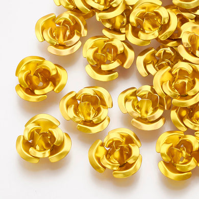 Pack of 100 Aluminium 3 Petal Flower Beads 7 x 4mm Metallic Gold