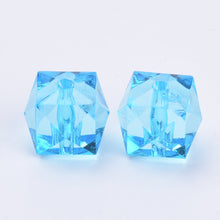 Load image into Gallery viewer, Acrylic Faceted Cube Beads 8mm Pack of 100 – Sky Blue