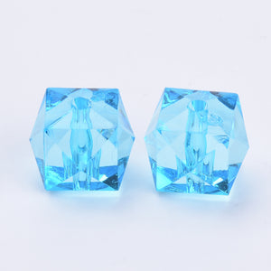 Acrylic Faceted Cube Beads 10mm Pack of 100 – Sky Blue