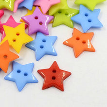 Load image into Gallery viewer, Pack of 50+ Mixed Acrylic 19mm Star Buttons (2 Hole)